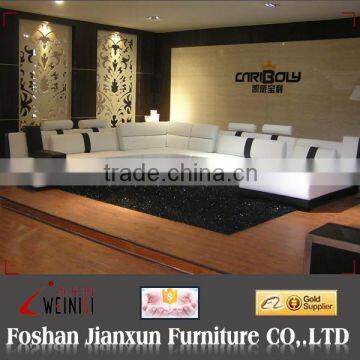 H1019 Gemany design big corner leather sleeper sofa