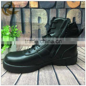 Military army black police mens leather boots with zipper