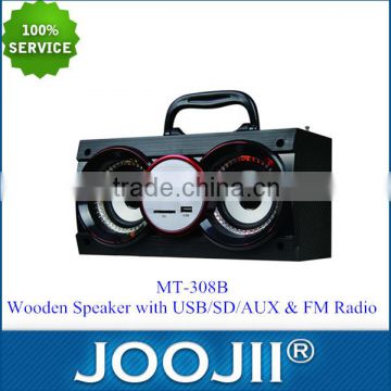 Wooden mini speakers with fm sd usb