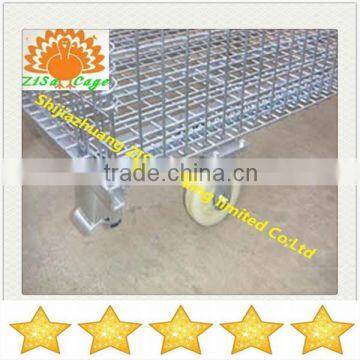 800x800 cheap metal wire mesh rolling cage steel pallet storage cage