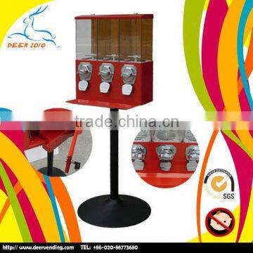 METAL STAND TRIPLE VENDING MACHINE/CANDY/GUMBALL VENDING MACHINE