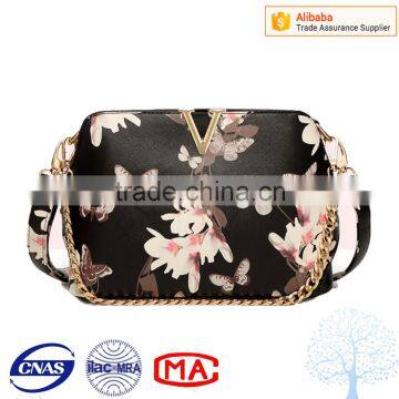 Digital printing ladies butterfly pattern handbag with multi space