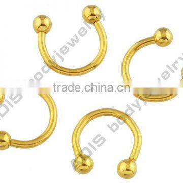 Anodized Gold Titanium G23 Horseshoes Jewelry