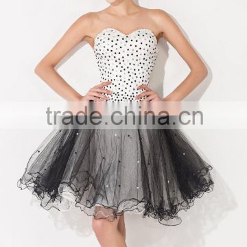 (MY2462) MARRY YOU Sweetheart Beaded White Black One Piece Girl Party Dress