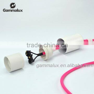 Spray Painting White Ceiling Rose / Braided Iron Lamp Holder Pendant Light Fitting Kit photo-6