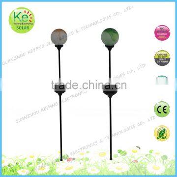 Glass ripple ball led solar outdoor trail stake light