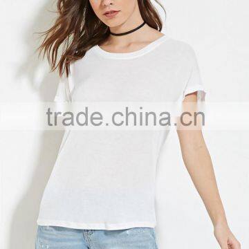Fashion design 95% Polyester 5% Elastane Womens Longline Plain Short Sleeve OEM