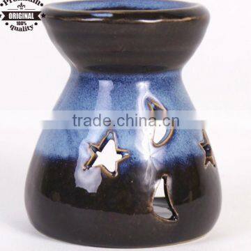 wholesales ceramic Blue moon and star cutout ceramic oil burner