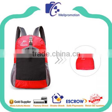 Hot selling promotional fashion cheap nylon folding rucksack backpack