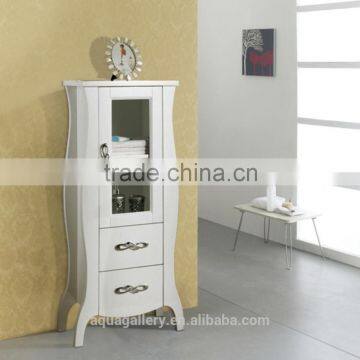 Ivory White Solid Wood Bathroom Corner Side Cabinets