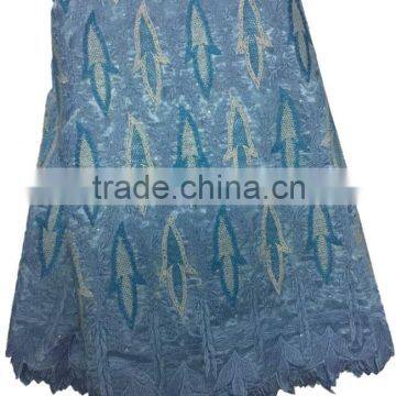 L-1007-8 blue African Nigeria fashion elegant organza lace for Hollween lace fabric