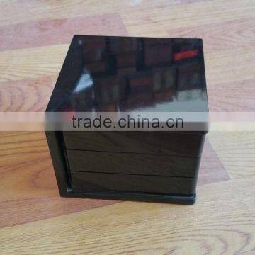 Modern high gloss paint 3 layer spinning display MDF jewelry box
