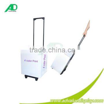 rolling carton cardboard display pop trolley box Handle push cardboard display