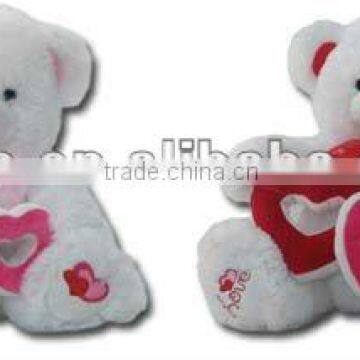 30cm Valentine's day gift lovely plush soft white teddy bear with red heart