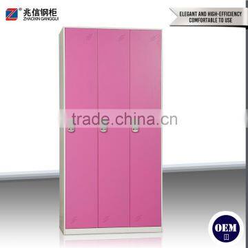 Pink Wardrobe With 3 Door Steel Electronic Lock Cabinet Durable Steel Locker photo-2