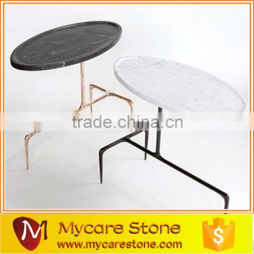 carrara and marquina marble oval marble coffee table set