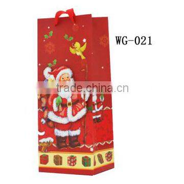 Customize paper christmas gift wine bag with handle supplier and manufacture