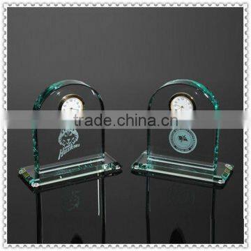 Arch Top Jade Glass Clocks For Promotional Gifts