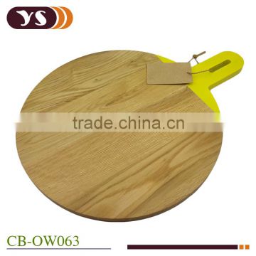 color dipped handle oak wood round cheese board