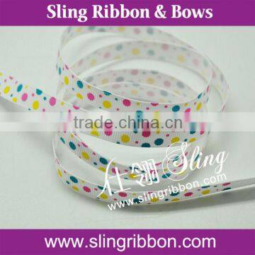 3/8" Width Printed Dots Grosgrain Ribbon