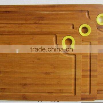 Display Groove Serving Water Juice Bamboo Wooden Cutting Board Set with Round Color Silicone Circle