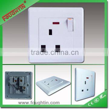 PC wall switch plate 13A single socket with switch and neon electric socket