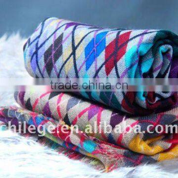 fashion wool scarf/ladies' wool checked scarf