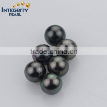 10.5-11mm AA Natural Real Peacock Green Tahitian Loose Pearl photo-2