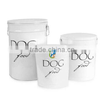 White Cheap Large Metal Dog Food Storage Canisters