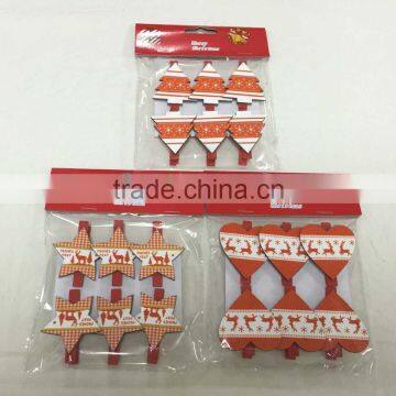 Wooden peg with heart patch decoration christmas tree decorative clips star Peg gifts