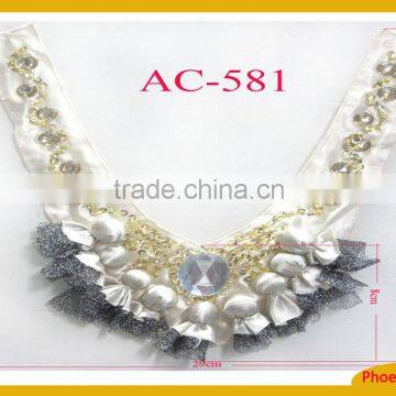 Fancy ivory fashion bead embroidery neck