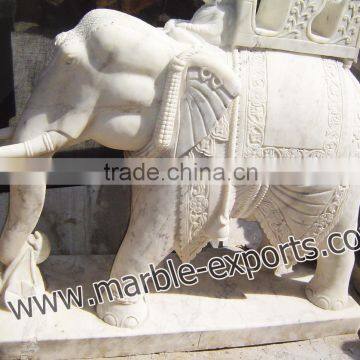 Large Tusks White Marble Elephant