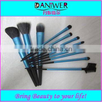 Wholesale 11pcs Long blue ferrule Cosmetic makeup brushes,Two tone Makeup brush set