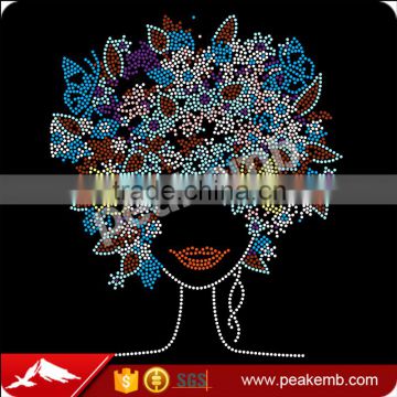 Rhinestone Butterfly Afro Girl Rhinestone Transfer Custom For T shirts