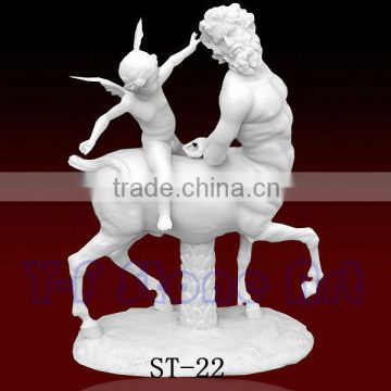 Centaur Chiron teased by Eros Cupid Marble Statue