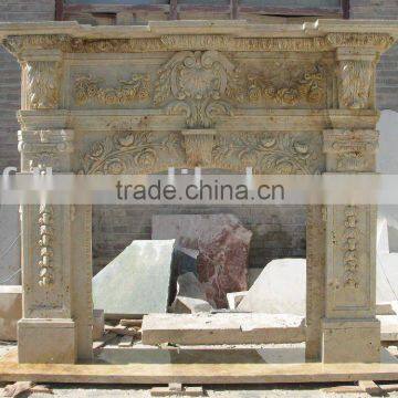 stone carving indoor fireplace mantel