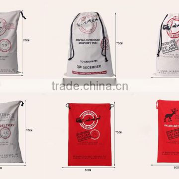 small order accepted Christmas gift canvas bags China factory high quality cheap santa sack wholesale santa sacks