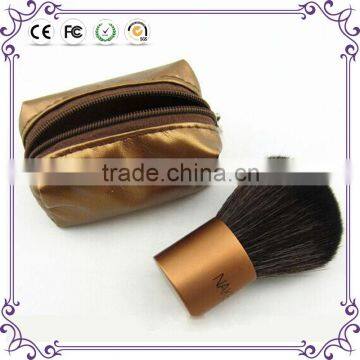 Gold handle synthetic hair portable makeup powder brush