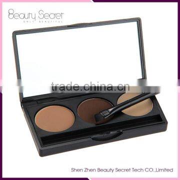 Portable 3 colors cosmetic waterproof matte brow powder palette