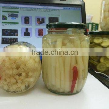 Pickled lotus roots in glass jars