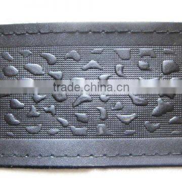 Hand-sewing Genuine Leather Steering Wheel Cover Carbon Fiber and Leather Grip, Black, 13.5"-14.5"