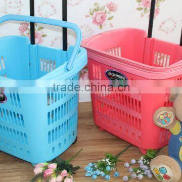 Shopping Trolley Basket With Colourful Baskets With Pulling Handle and Wheels. Selling With Cheap Price!. photo-3