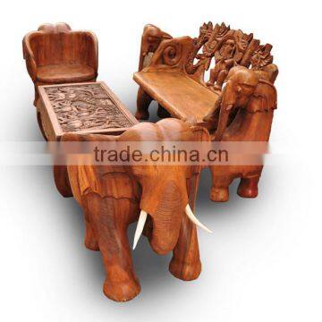 Southeast Asia Style Wood Carved Sofa Chair, Exquisite Handcarving Living Elephant Leisure Chair (BF01-X1174) photo-3