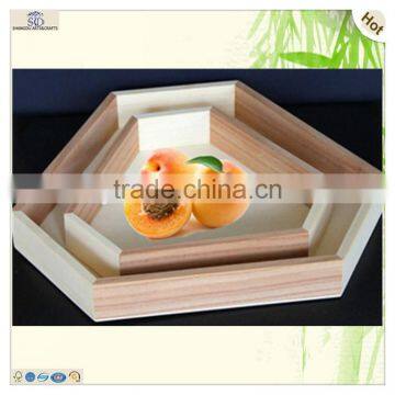 unique polygon pine wood breakfast serving tray