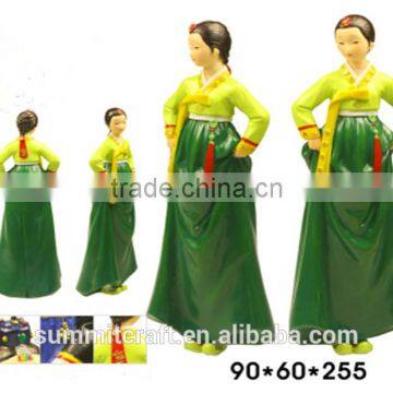 Custom south korean young girl resin traditional korean gifts