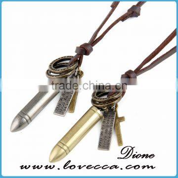 Wholesale Bronze Tone Anchor Pendant Necklace Brown Adjustable Vintage Leather Cord Necklace photo-3