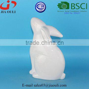 BSCI Audit Factory EASTER Bunny Glazed White Ceramic Rabbit, Decorative Easter Rabbit Figurines photo-4