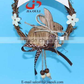 Hot Sales Easter Decorations With Wood Rabbit Easter Wreath Hanger photo-3