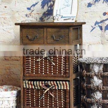 Wicker Wooden Furniture With 4 Drawers Willow Cabinet CN photo-2