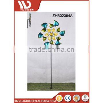 Garden Double Wheel Flower Metal Pinwheel Classics Colorful Petals Wholesale Wind Spinner photo-4